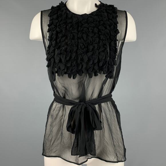 DSQUARED2 Size 4 Black Chiffon Ruffled Sleeveless Dress Top - Picture 1 of 4